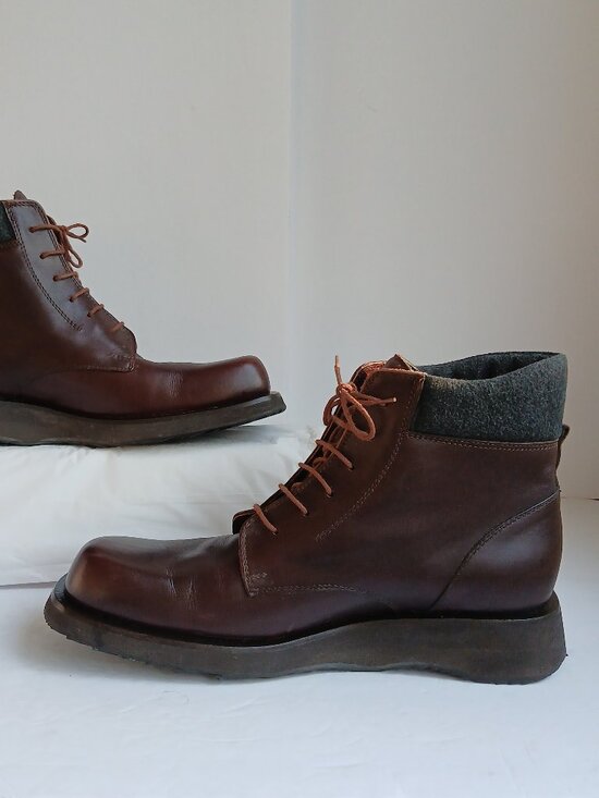 Vintage Y2K Brown Square Toe Felt/Wool Top Lug Sole Ankle Boot GentlyUsed Sz8 - Picture 8 of 15